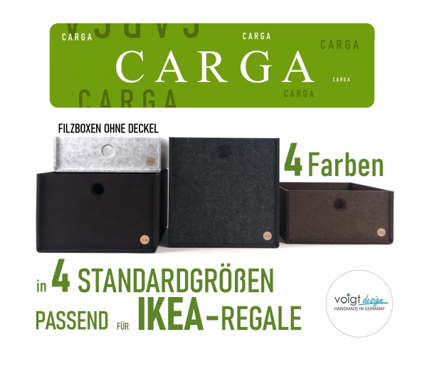 Aufbewahrungsbox CARGA Filz - ohne Deckel - Kallax Expedit Ikea Regal Schrank Korb - 4 Größen 4 Farben - Made in Germany